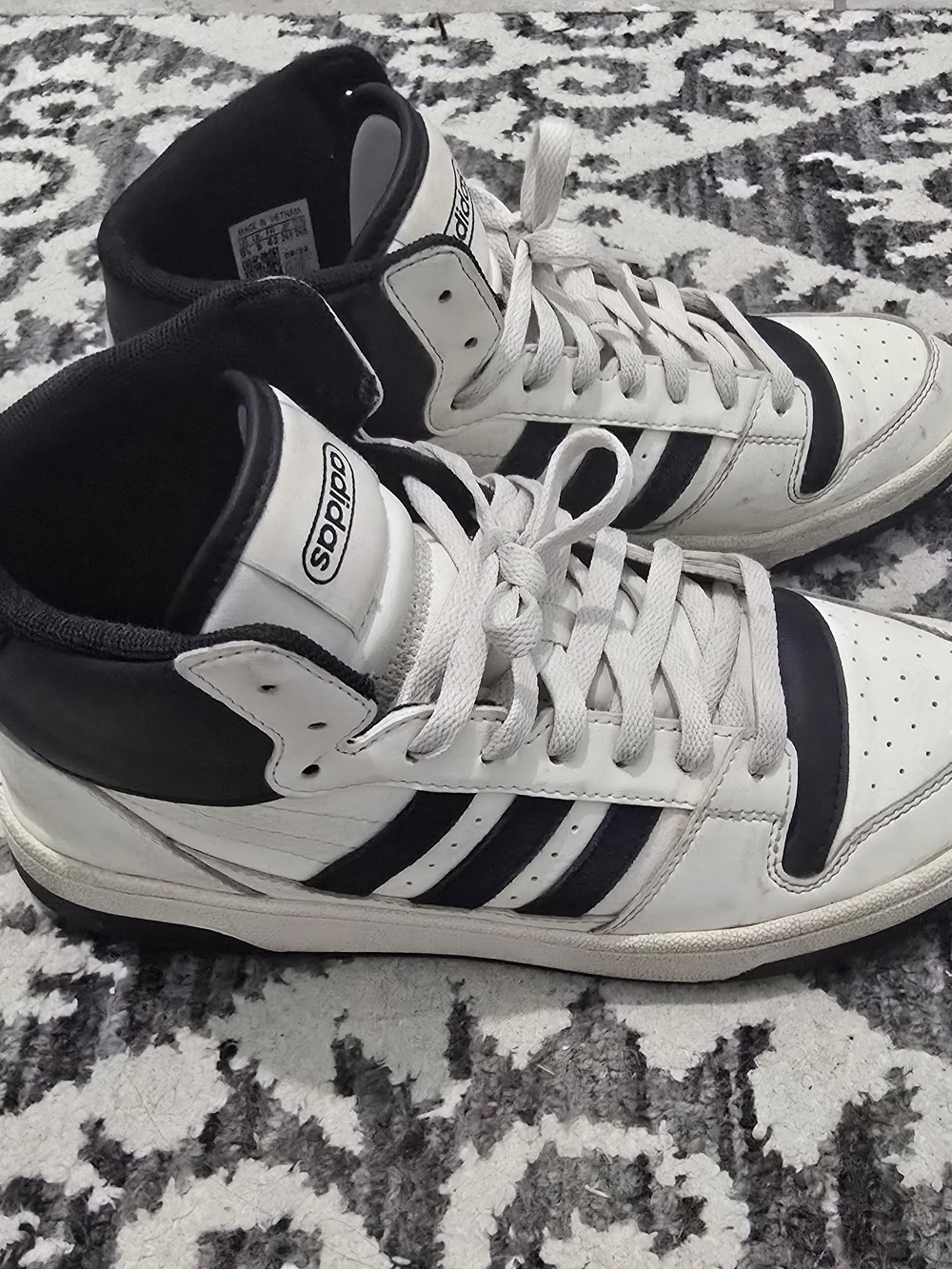 adidas Men’s White and Black High-Top Sneakers - Classic Court Style